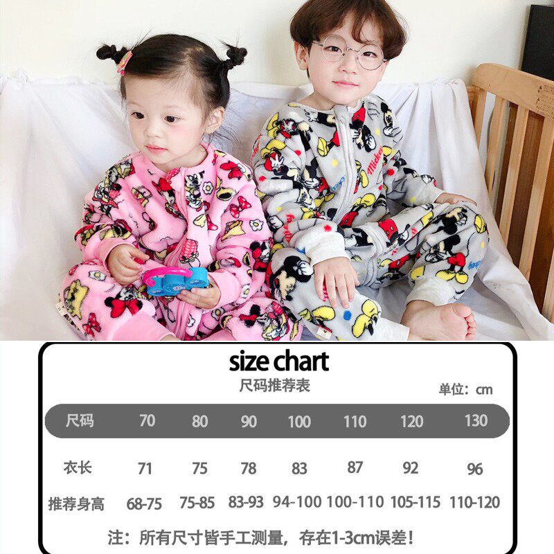 宝宝睡袋珊瑚绒秋冬季加绒保暖婴儿防踢被分腿法兰绒儿童连体睡衣