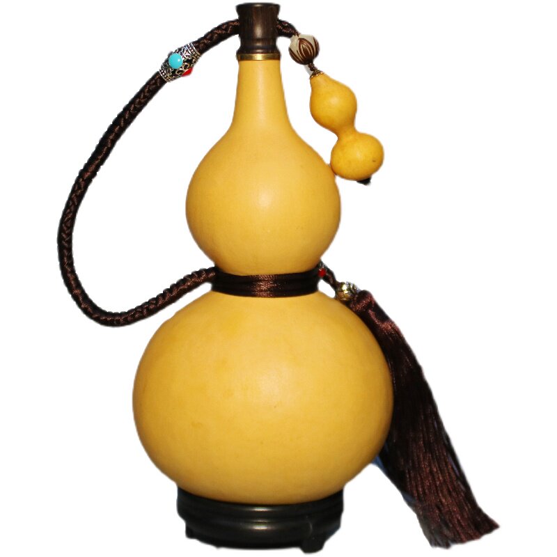酒葫芦开口天然镶口酒壶装水酒户外便携随身酒具摆件蜂蜡防渗精品