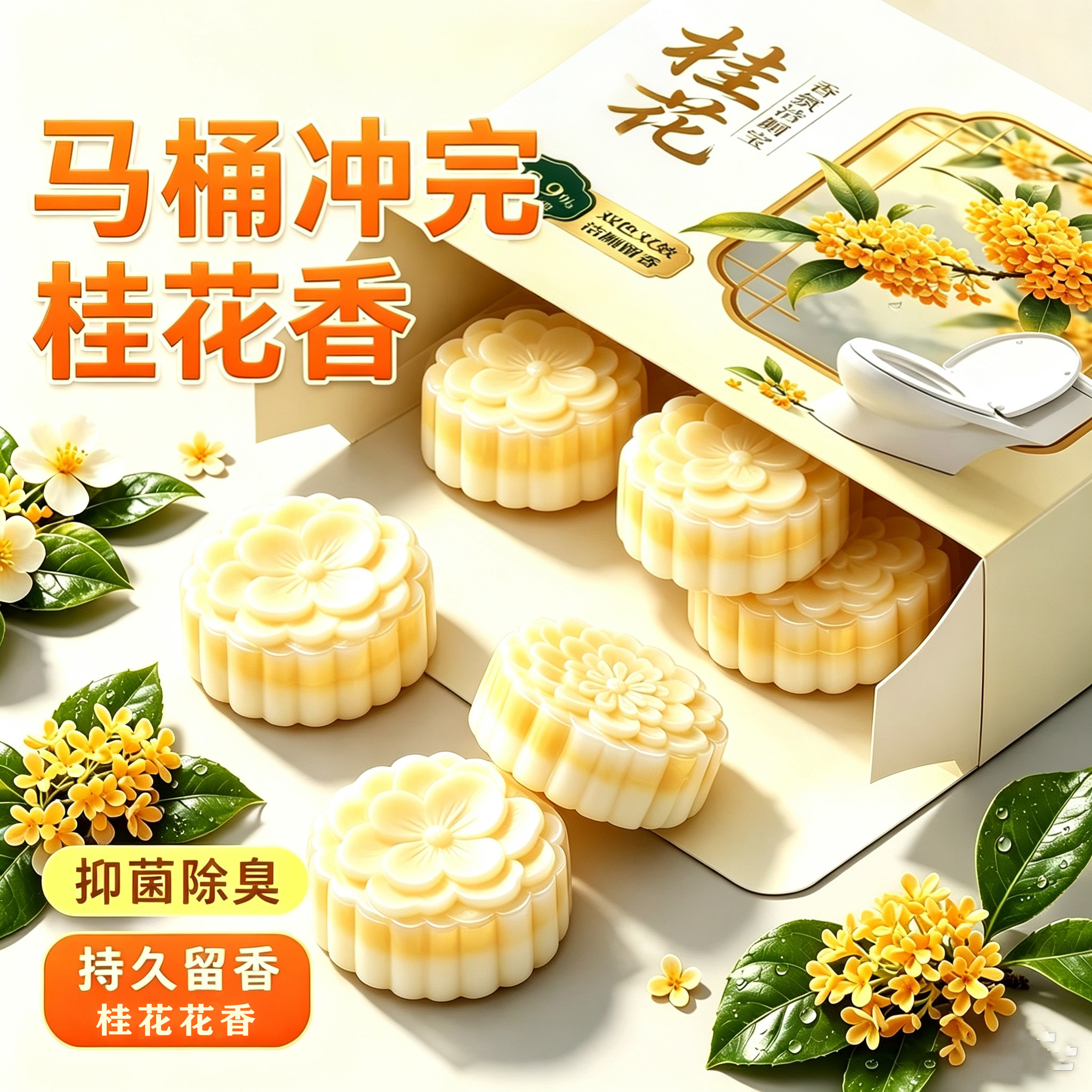 桂花香氛马桶洁厕宝除臭剂蓝泡泡