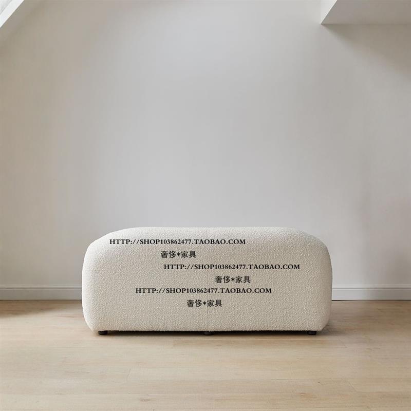北欧美式乡村中古风格实木颗粒羊羔绒布艺双人位沙发小户型家俱