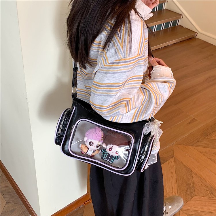 日系透明吧唧手提痛包日常娃包单肩包女学生上课通勤托特包斜挎包