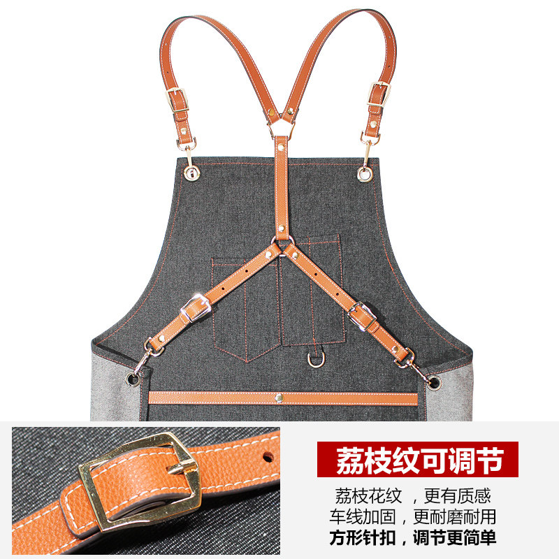 男士牛仔布料园艺师木工匠人高端耐磨帆布工作服女订制围裙印logo