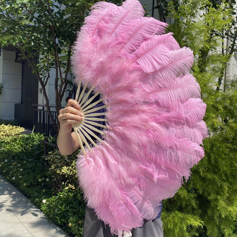 定制鸵鸟羽毛扇肚皮舞蹈酒吧表演演唱会道具羽毛绒扇子半径50厘米