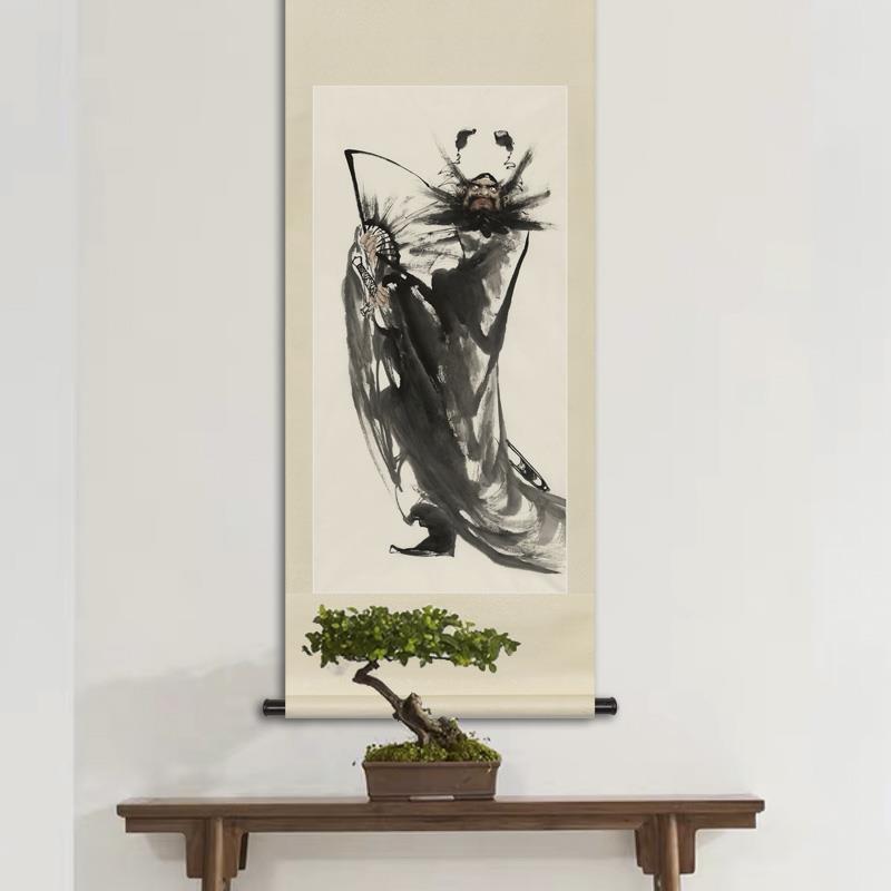 竖幅写意水墨人物国画钟馗纳福画像书房玄关中式画轴卷轴画框挂画