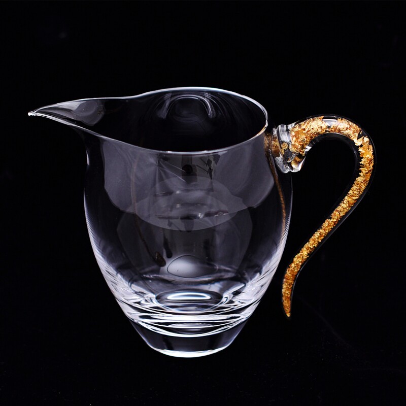 水晶茶具金箔公杯透明耐热玻璃公道杯茶漏套装加厚功夫茶海分茶器