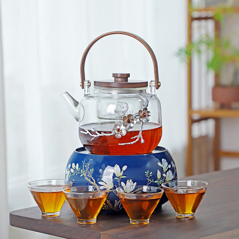 玻璃烧水壶梅花创意个性煮水壶黑晶炉电磁炉泡茶专用蒸茶煮茶壶