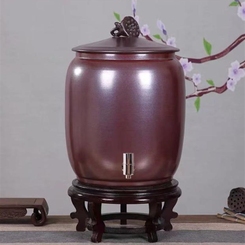 景德镇陶瓷油缸水缸带盖家用密封家用储水茶室抽水式水缸米缸面缸