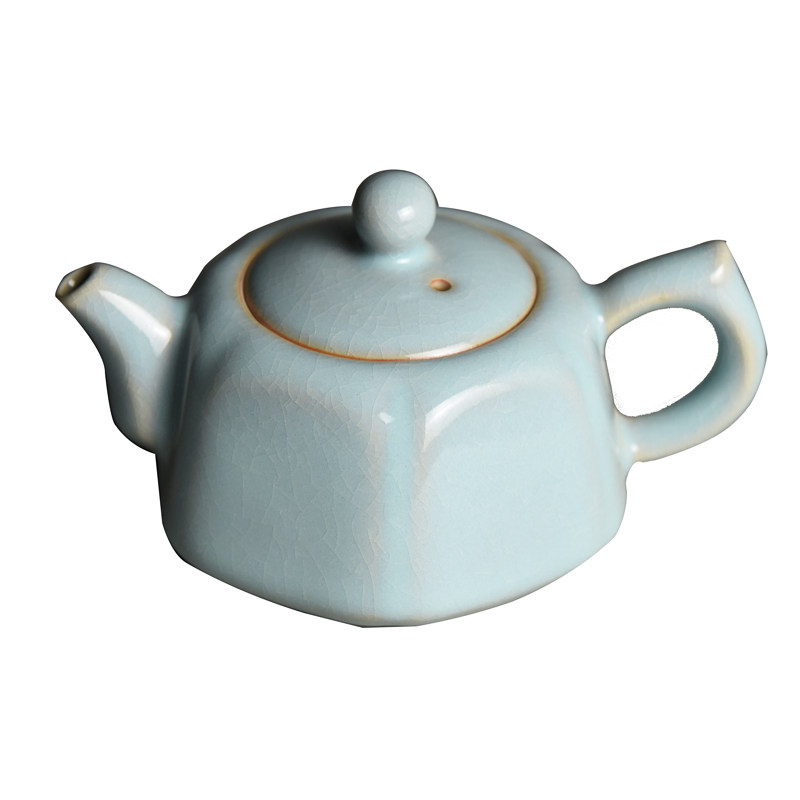 汝州原产地大观汝瓷茶具朱家汝窑朱法喜六方壶一级品玛瑙釉茶壶