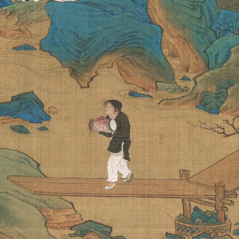 明 仇英 桃源仙境国画名家字画卷轴装饰画芯宣纸高清微喷打印复制