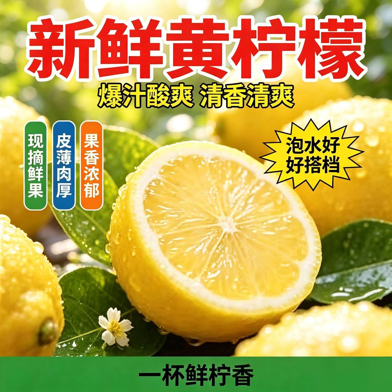 安岳现摘黄柠檬鲜果榨汁