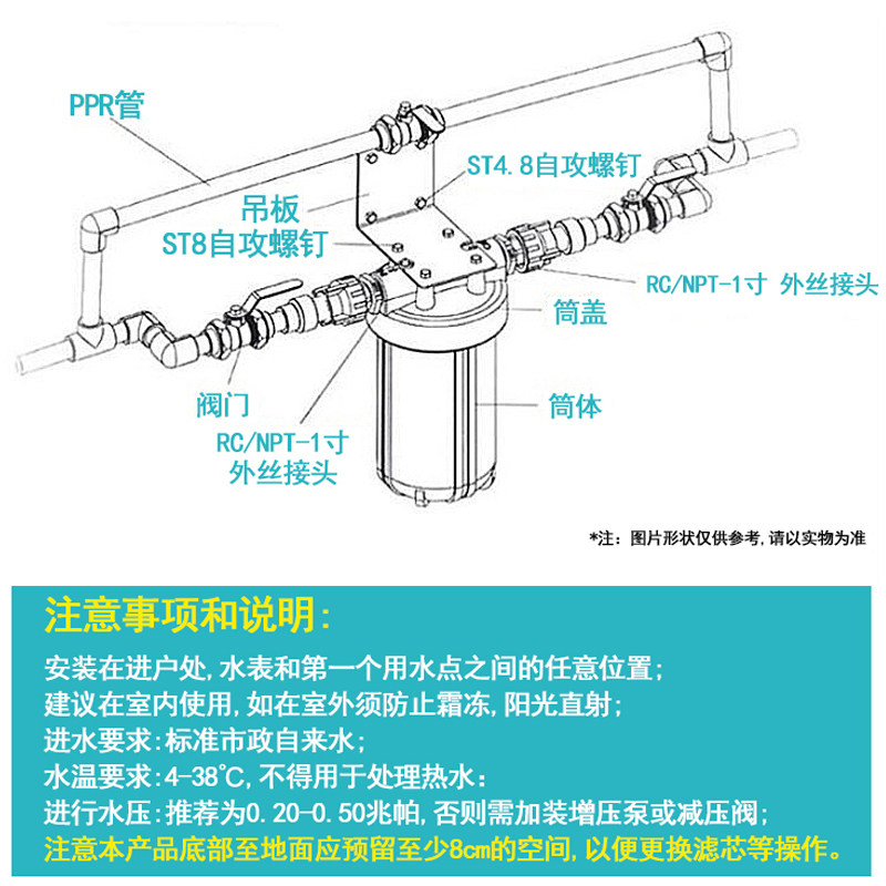 溢泰康富乐KFWH40L1寸内牙大胖滤瓶前置过滤芯净水机溢泰家用全屋