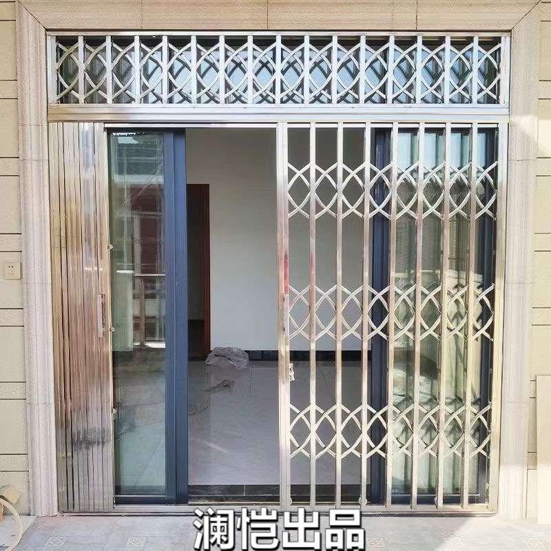 不锈钢拉闸门通风铁闸门格栅门防盗折叠户外推拉门阳台伸缩门家用