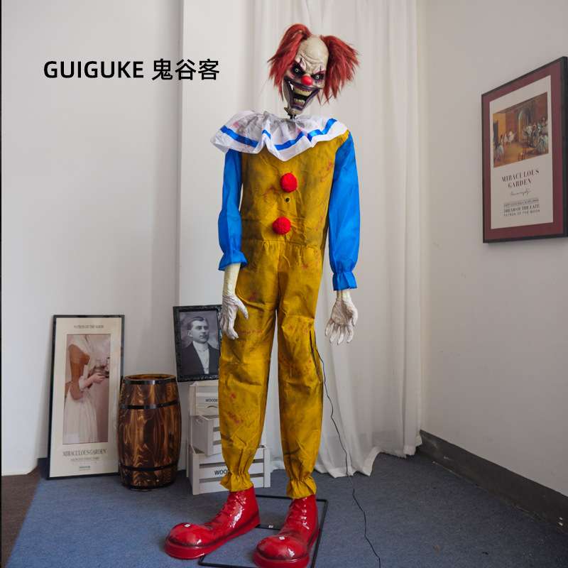 万圣节跨境新款电动感应抽搐动画小丑鬼屋大型游乐园户外布置道具