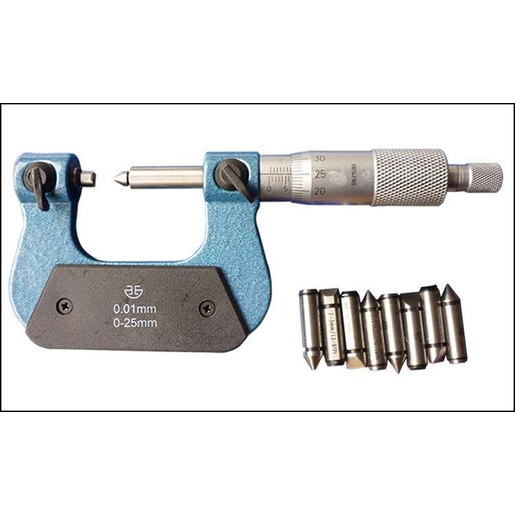 青海青量螺纹千分尺0-25 25-50 50-75mm 型螺纹直径螺旋测微器