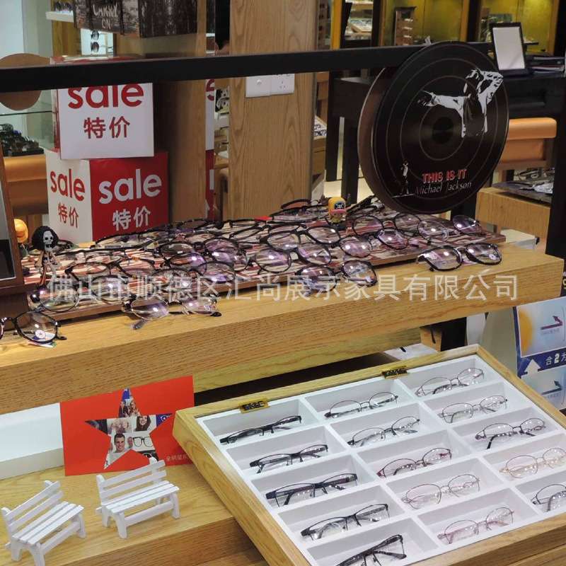 眼镜展示柜台玻璃柜台样品陈列货架眼镜店柜台实木烤漆展柜中岛架