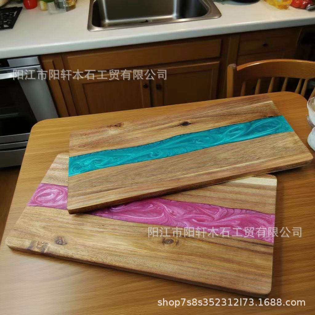 跨境河流树脂砧板长方形相思木树脂菜板家用牛排芝士板木质案板