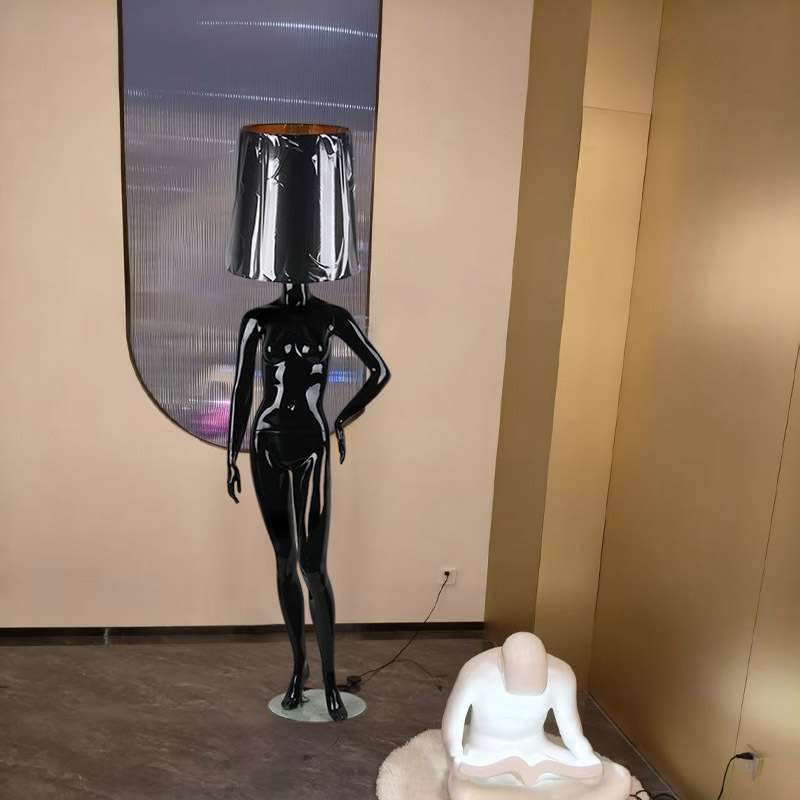 网红创意北欧拍摄灯饰展示落地灯玻璃钢模特男女全身灯饰人体模特
