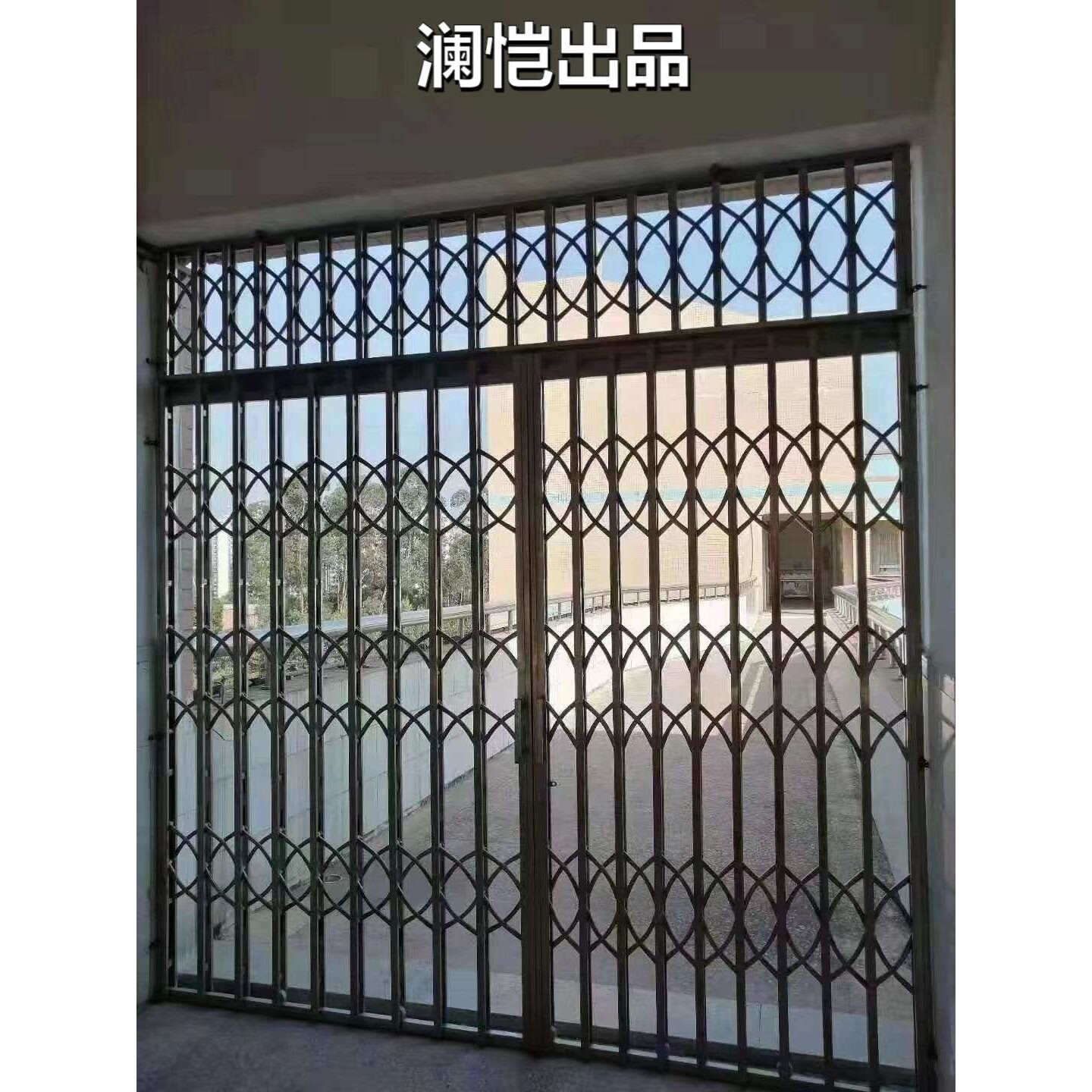 不锈钢拉闸门通风铁闸门格栅门防盗折叠户外推拉门阳台伸缩门家用