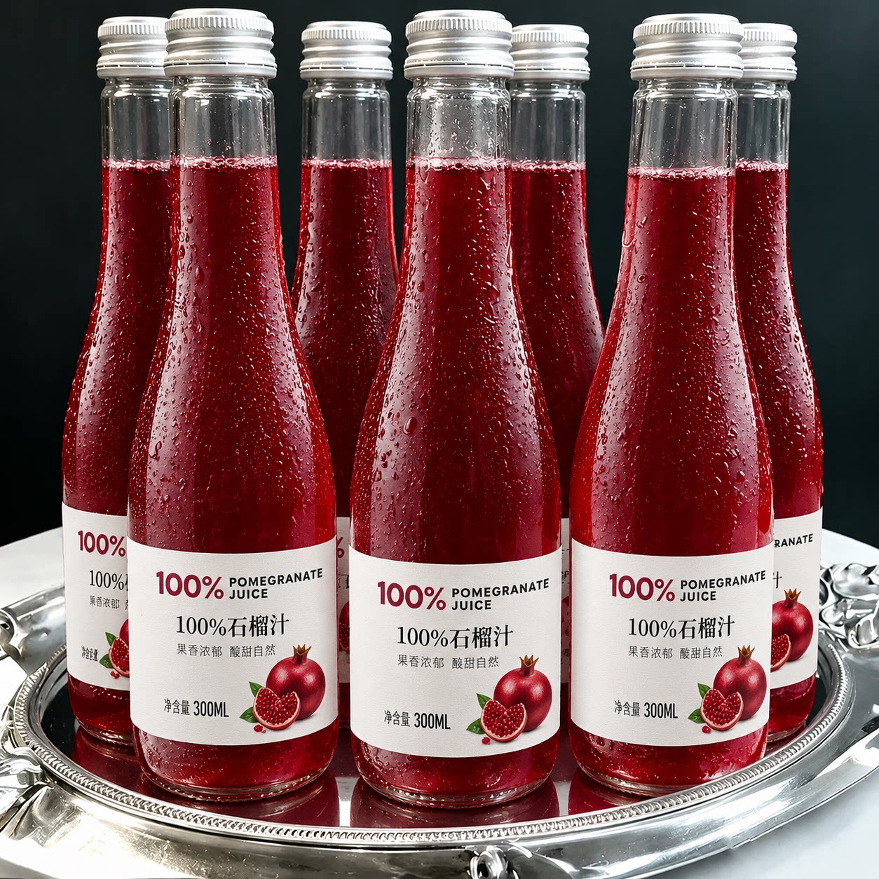 100%石榴汁果汁饮料整箱300ml*6瓶装无添加剂健康果蔬汁新日期