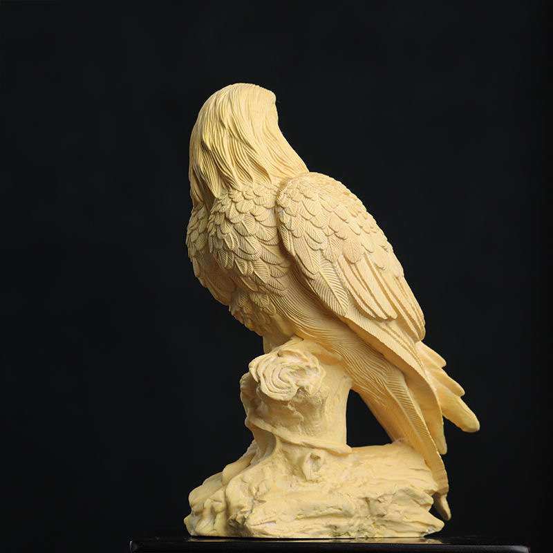 小叶黄杨木雕老鹰摆件大展宏图镂空精雕老鹰神鹰木制工艺品车摆件