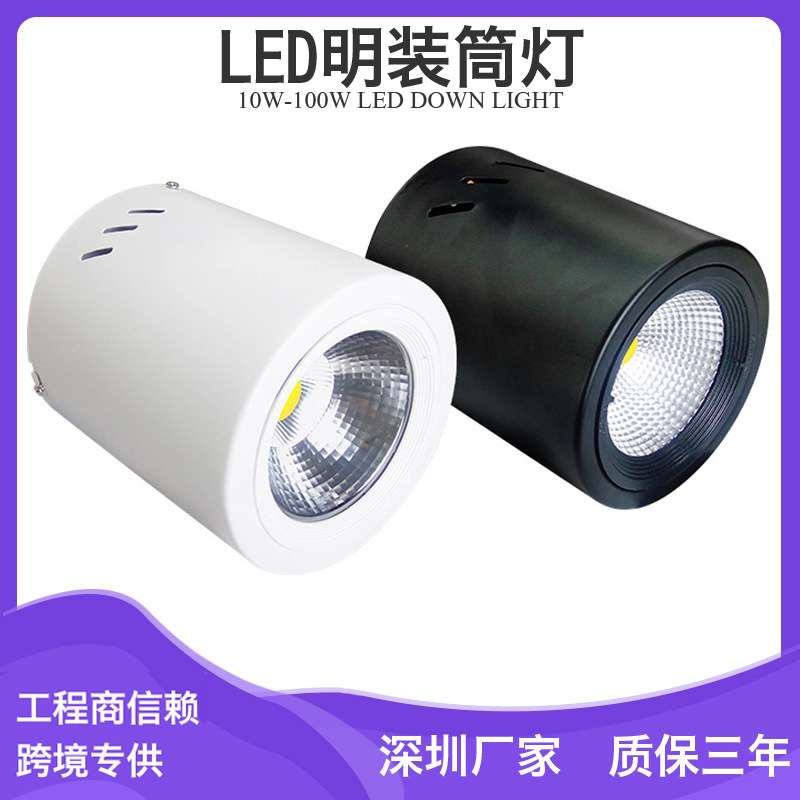 户外走廊雨棚灯30W40W50W60W明装筒灯/吊链式安装led大功率筒灯