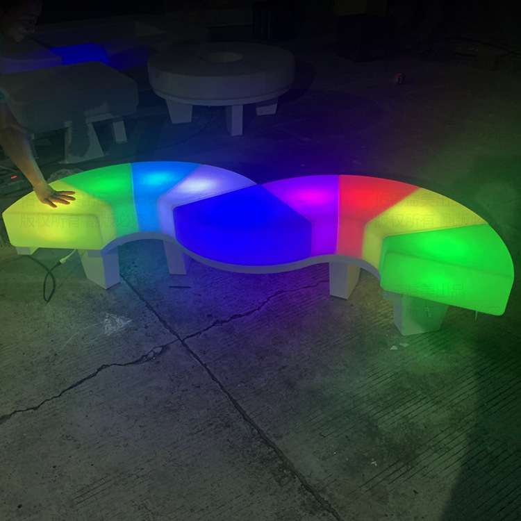 LED互动扇形脉冲椅星际公共座椅 户外广场防水发光触控感应公园椅
