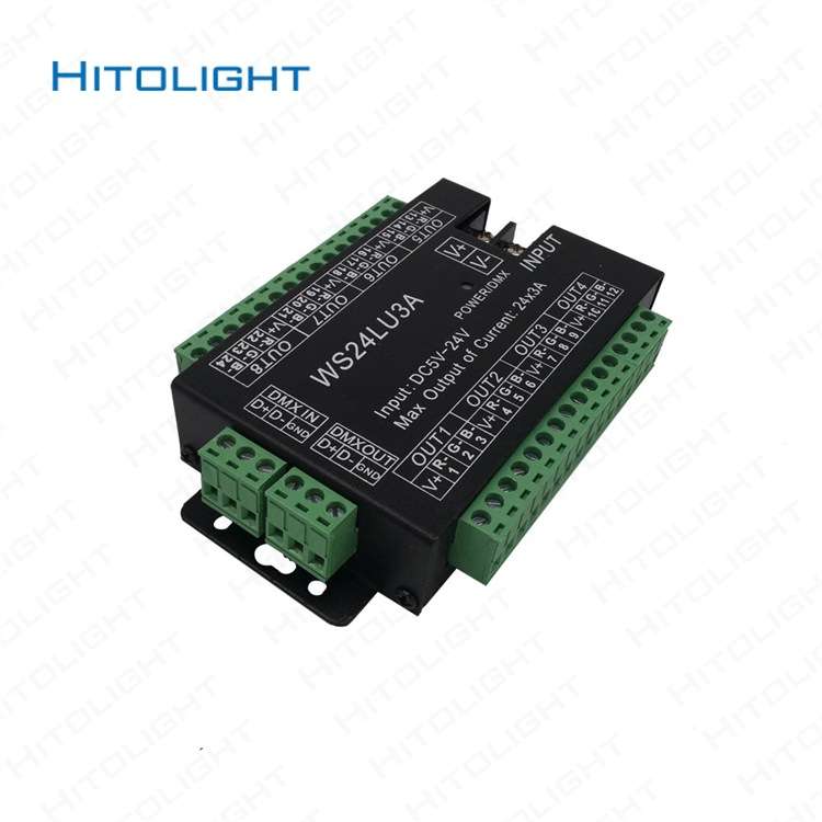 喜来灯WS24LU3A彩色RGB灯带舞台灯led控制器DMX512解码器24通道