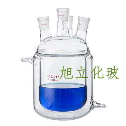 单口三口四口双层夹套玻璃烧瓶反应釜反应瓶反应器250/500/1000ml