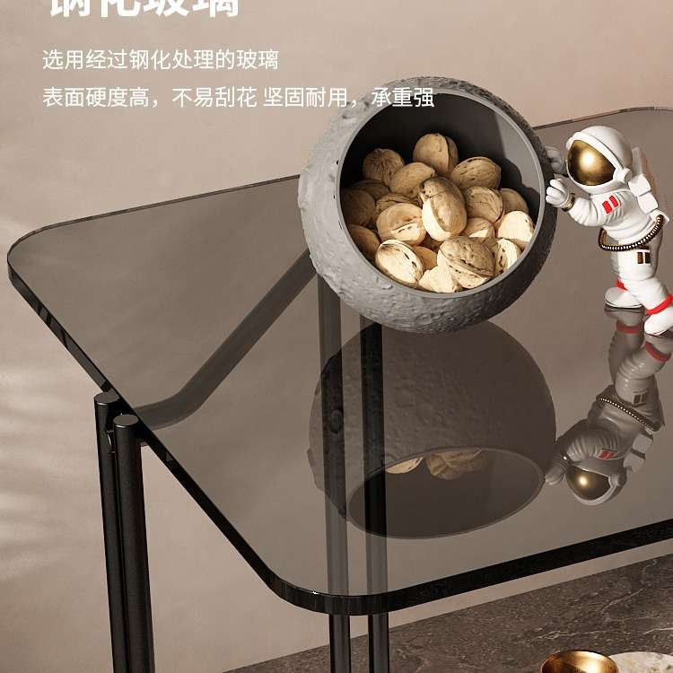 玻璃桌子卧室床头柜边创意小茶几方桌沙发边几简约家用客厅小户型