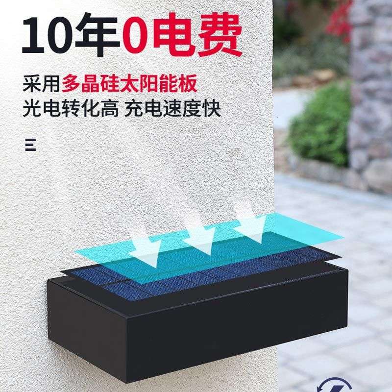 瑀火太阳能壁灯人体感应围墙射灯室外防水别墅洗墙灯节能庭院
