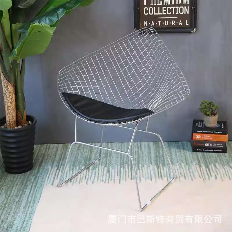 北欧椅子化妆椅铁艺靠背凳懒人轻奢凳子休闲单人铁线椅极简风现代