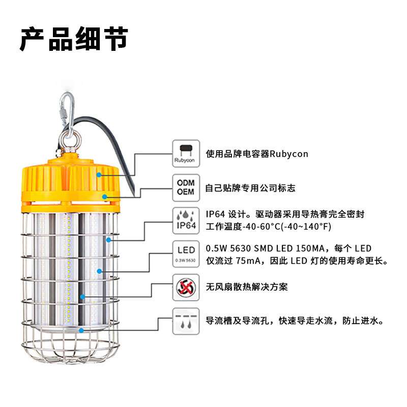 户外灯串led工作灯便携式防水防爆应急强光灯插线链串led工作灯串
