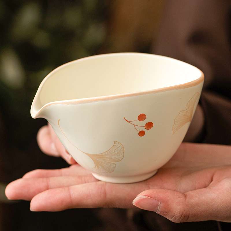 米黄银杏公道杯2025新款陶瓷公杯匀杯分茶器茶海家用匀茶杯耐热温图片