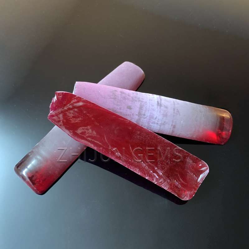 梧州宝石Ruby5#红刚玉晶体原材料 A级人造红刚玉原石厂家