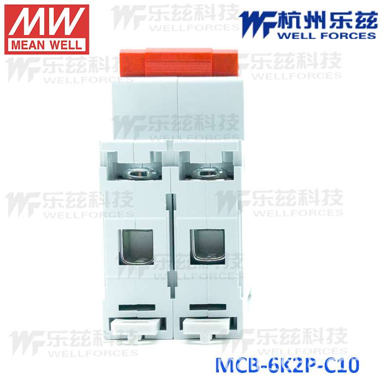 明纬小型断路器MCB系列MCB-6K2P-C10工作电压400/415VAC 10A 2P