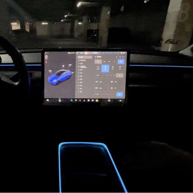 model3modelY氛围灯手机app控制中控灯带七彩LED改装配件
