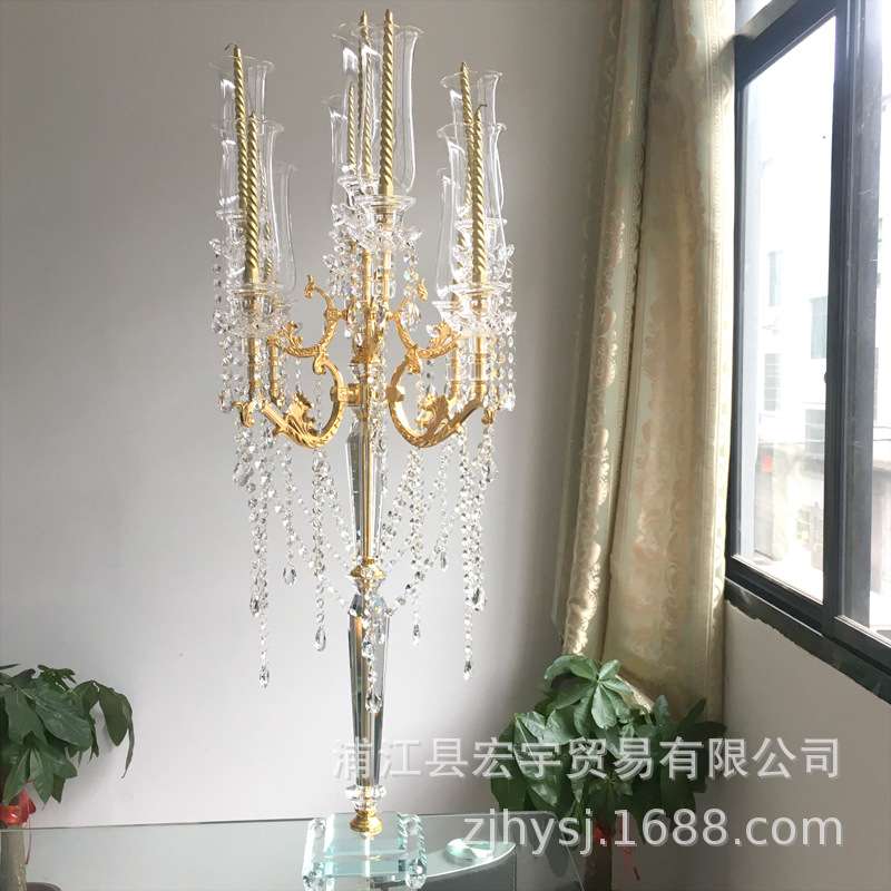 欧式九头水晶烛台婚庆婚礼道具酒店家居样板房软装西餐厅装饰摆件