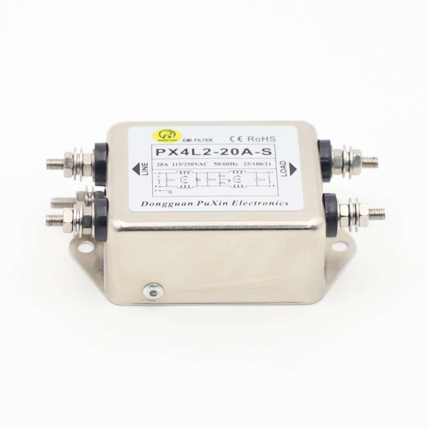 普鑫EMIPXIN滤波器双级PX4L2-20A-S宽频高磁导率锁螺丝电源滤波器 - 实物图