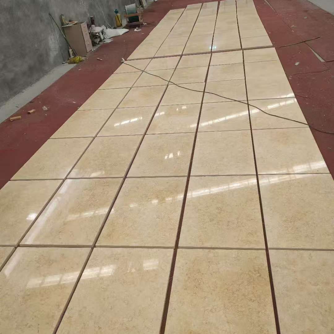 金碧辉煌石材大理石别墅墙身地板 米黄色石材楼梯踏步
