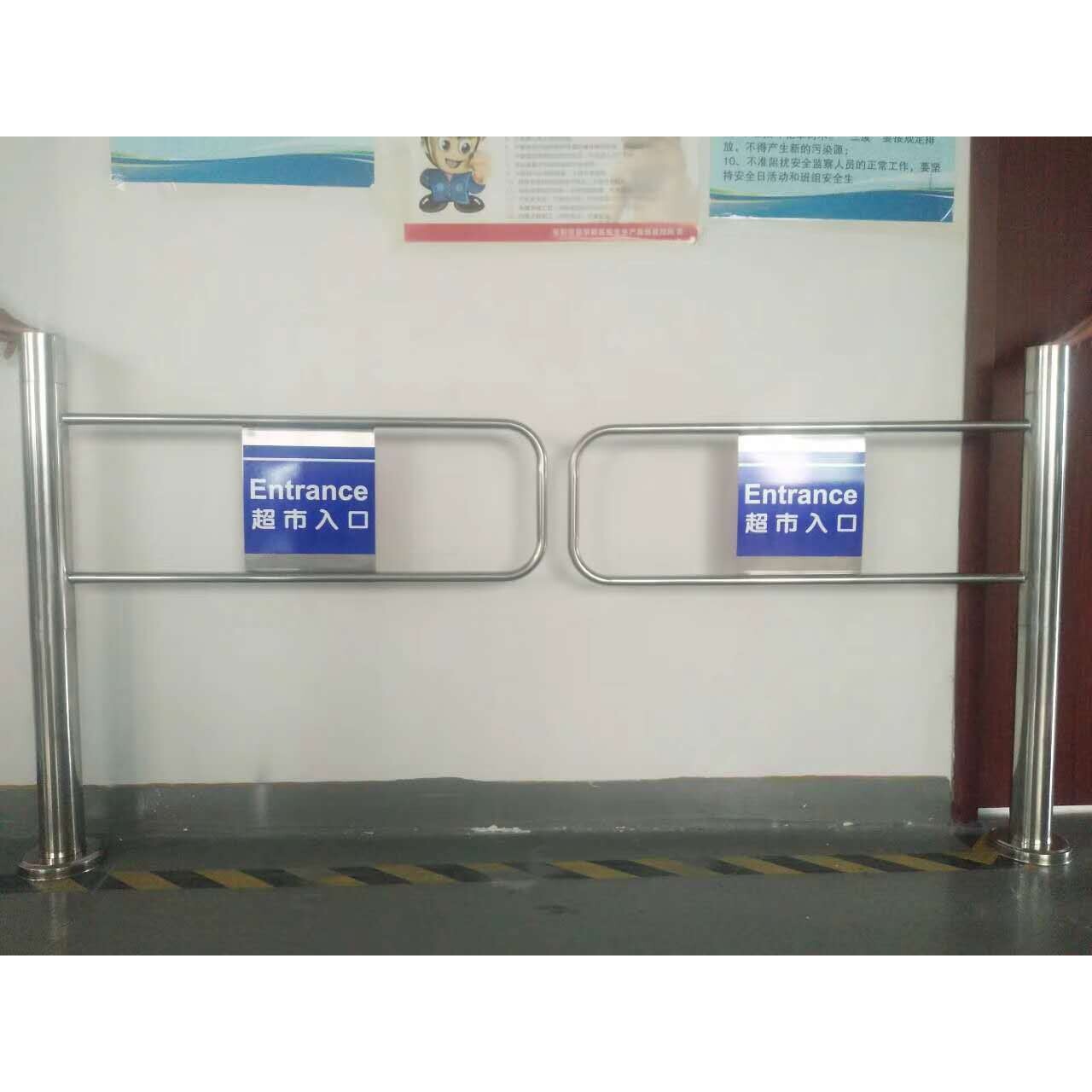 超市入口手动摆闸 手推单向门 入口感应门 桥式翼闸机 圆柱摆闸