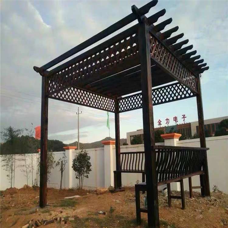 北京农家乐防腐木葡萄架 十渡农家院走廊庭院绿化碳化木花架
