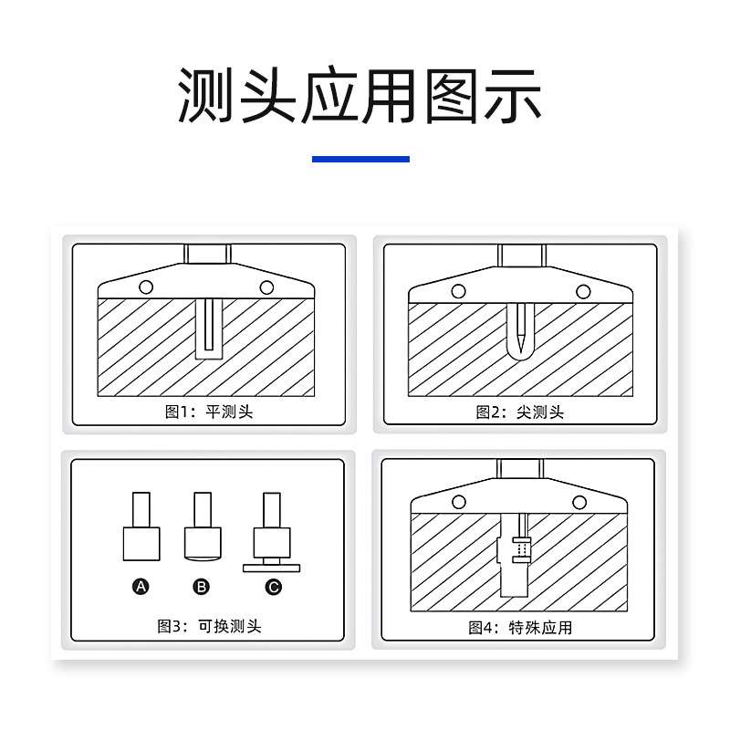 爱测易高精度电子数显细杆深度尺多种测头深孔小孔测量游标卡尺