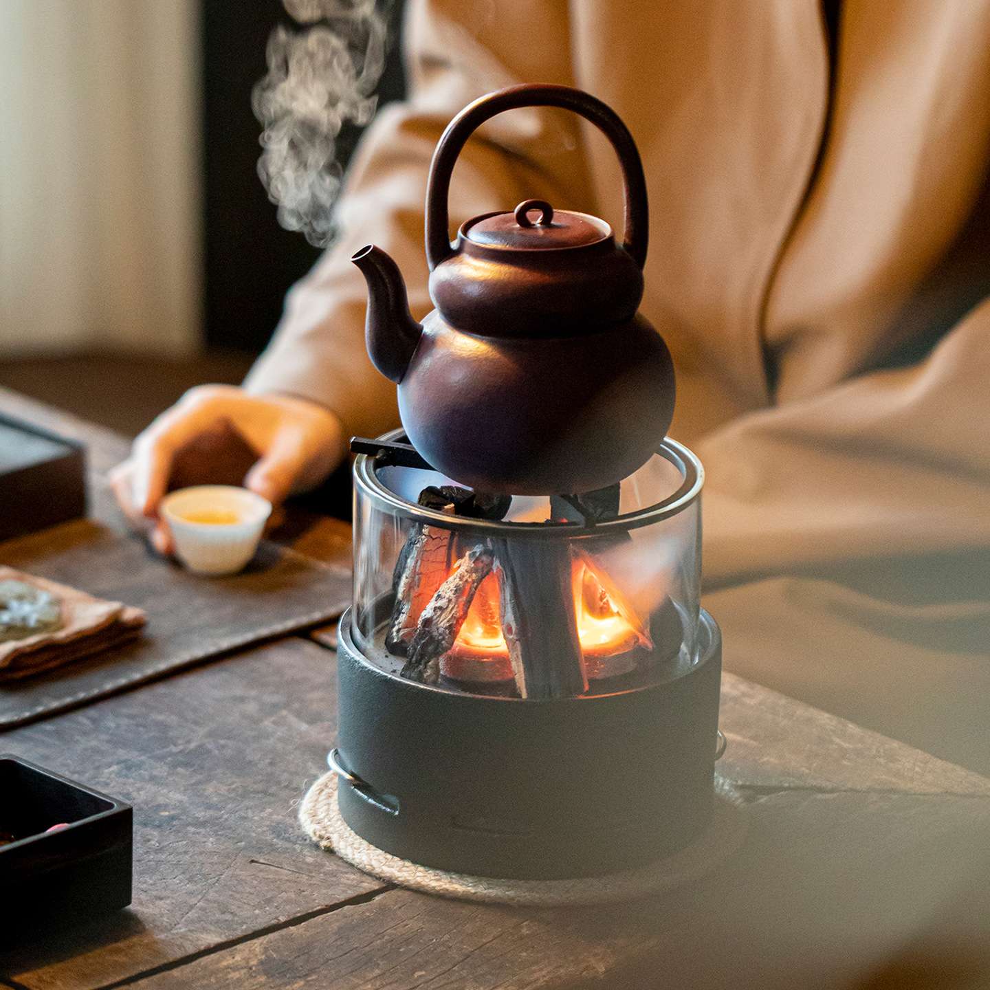 墨己日式围炉煮茶炭炉煮茶壶套装户外室内明火煮茶器烧水壶整套