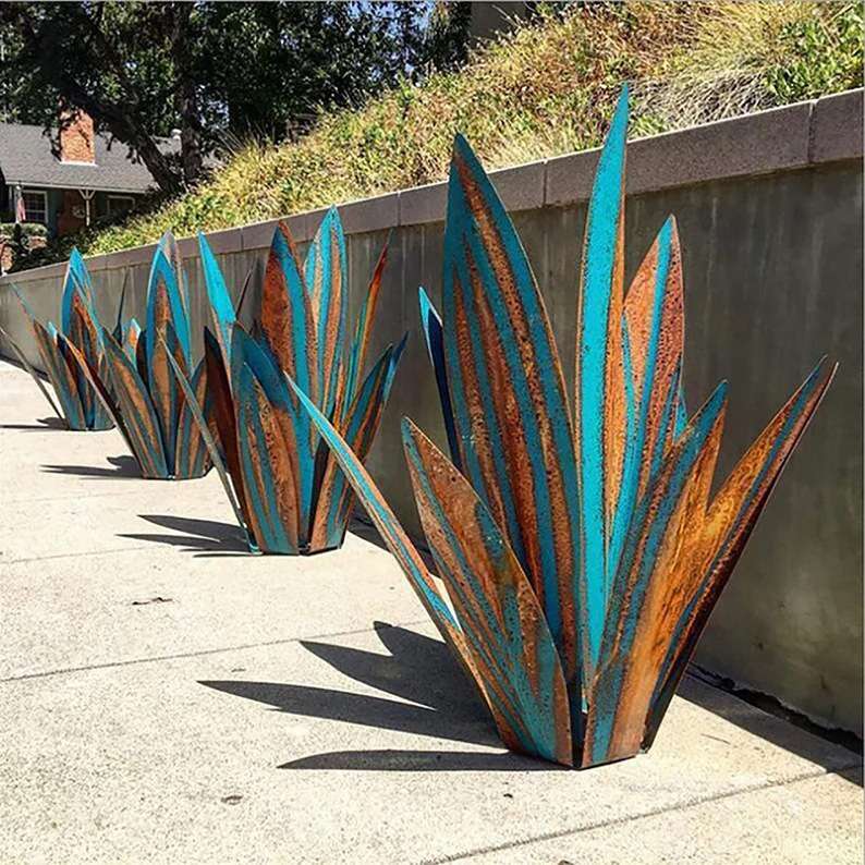 美式乡村agave garden decoration龙舌兰花铁艺创意户外装饰植物