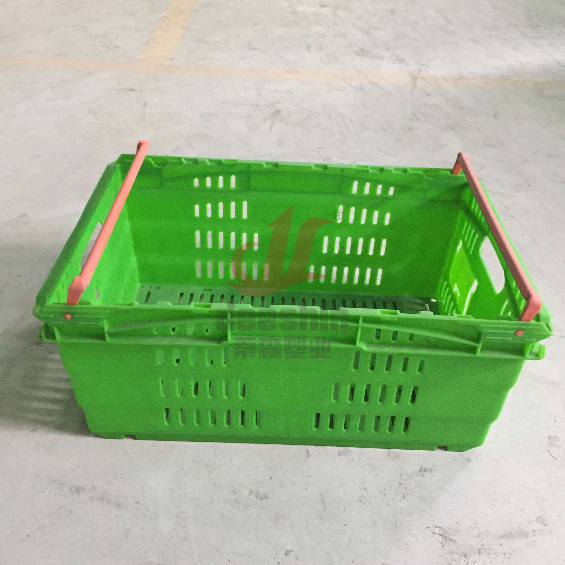600*400*260横杠超市篮塑料水果蔬菜运输塑胶框 手提购物篮胶筐