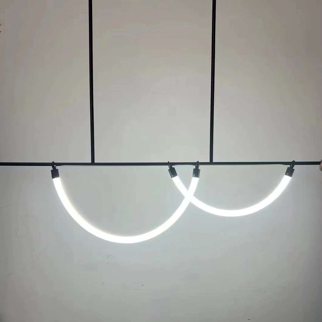 新北欧极简轻奢餐厅吊灯现代简约线条长条吧台展厅餐桌设计师灯具