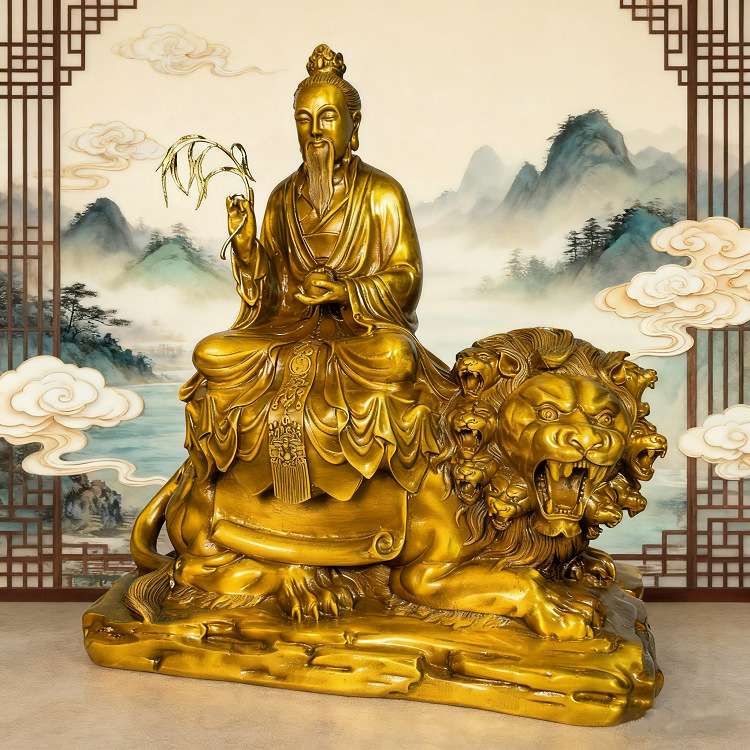 厂家纯铜太乙真人雕塑铸铜太乙天尊摆件太乙救苦天尊家居桌面摆件