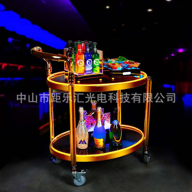 酒吧发光餐车酒店移动茶水车商用手推车KTV酒水车餐厅送餐手推车