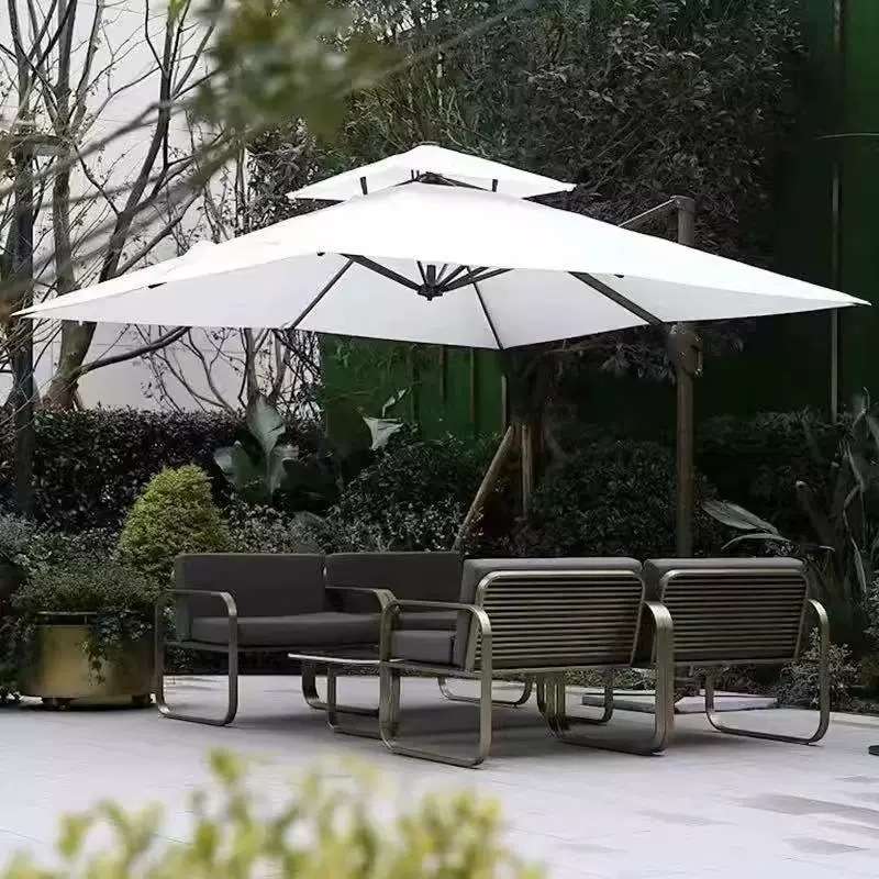 户外不锈钢沙发防雨防晒庭院花园酒店家具室外休闲组合铁艺沙发