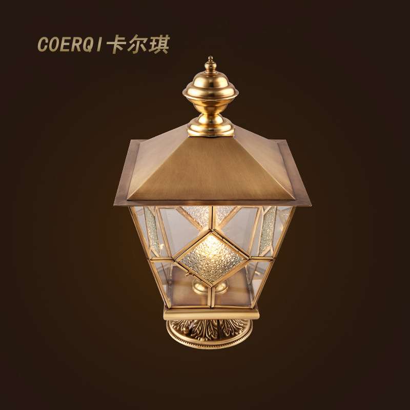 欧式铜墙头灯饰柱头灯户外围墙灯复古灯 防水大门灯全铜灯具